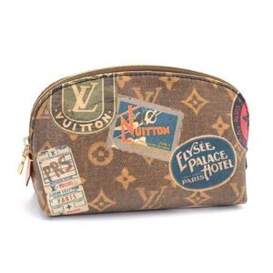 Louis Vuitton Pochette Cosmetic Flight Mode Round Zip Pouch Brown